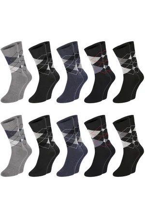 Chili Lifestyle Basicsocken KARO Baumwollsocken Damen Herren Langsocken schwarz grau blau (Multipack, 10-Paar, 5 Farbdesigns) Weichbund ohne Gummidruck - Verkäufer: ChiliLifestyle