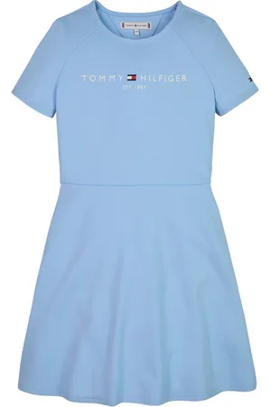 Tommy Hilfiger A-Linien-Kleid PUNTO FIT & FLARE DRESS SS Kinder bis 16 Jahre mit Logoschriftzug