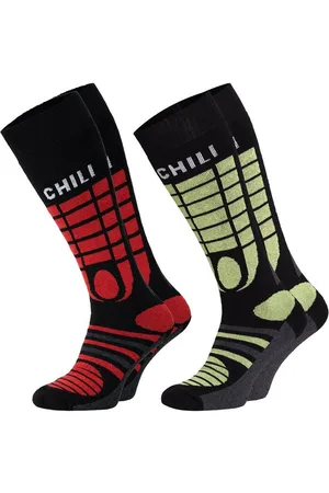 Chili Lifestyle Skisocken YEON gepolsterte Ski Kniestrümpfe Snowboard Winter aus Baumwolle (Multipack, 2-Paar, 2 Farbdesigns) Elastischer Bund - Verkäufer: ChiliLifestyle