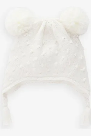 Next Erstlingsmütze Gestrickte Trappermütze mit zwei Bommeln, Birthday (1-St) - Verkäufer: Germany GmbH