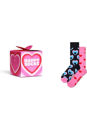 Happy Socks Langsocken (2er Pack) mit unterschiedlichen Herzchen-Allovermustern