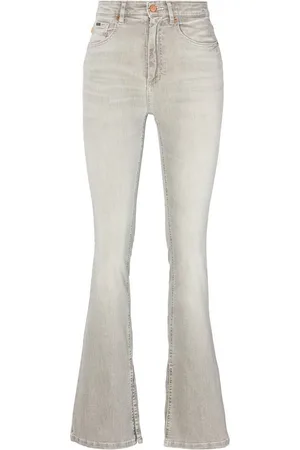 HUGO BOSS Schlagjeans Rosa High Rise Bootcut Premium Damenmode mit BOSS Leder-Badge