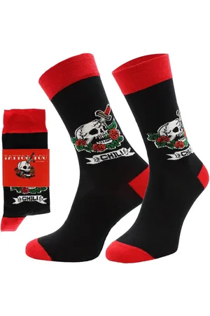 Chili Lifestyle Freizeitsocken TATTOO Lustige Socken mit Spruch Banderole als Geschenksocken (Paar, 1-Paar, Mit Spruchbanderole) Weichbund ohne Gummidruck - Verkäufer: ChiliLifestyle