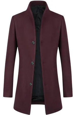 Allthemen Wollmantel Wintermantel Herren Mantel Slim Fit Lang Wollmantel mit Stehkragen - Verkäufer:
