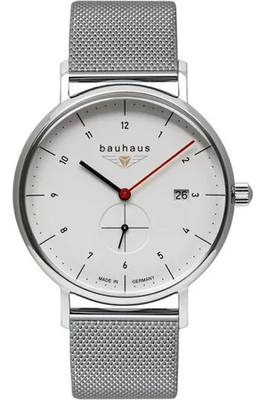 Bauhaus Quarzuhr 2130M-1, Armbanduhr, Herrenuhr, Datum, Milanaisearmband, Made in Germany