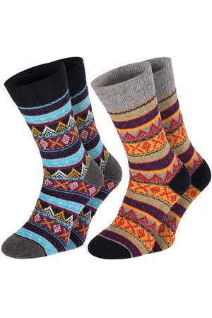 Chili Lifestyle Norwegersocken WOOL COLOR Wollsocken Schafwolle Socken in buntem Mustermix (Multipack, 2-Paar, 2 Farbdesigns) Weichbund ohne Gummidruck - Verkäufer: ChiliLifestyle