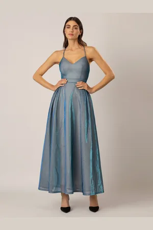 Apart Abendkleid aus einer metallic gold-pink schimmernden Jerseyware - Verkäufer: