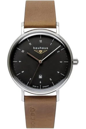 Bauhaus Quarzuhr 2142-2, Armbanduhr, Herrenuhr, Datum, Lederarmband, Made in Germany