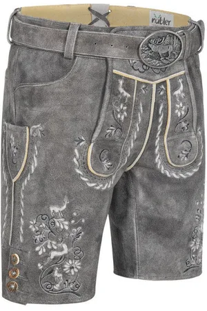 Nübler Trachtenlederhose Lederhose kurz Norbert in Grau von - Verkäufer: Trachtenhof