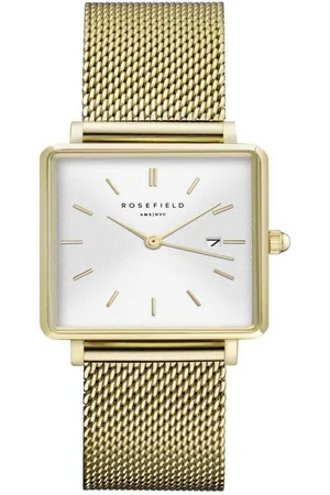 ROSEFIELD Quarzuhr Damenuhr Boxy Mesh Gold eckig QWSG-Q03 - Verkäufer: JUWELSTORE.de