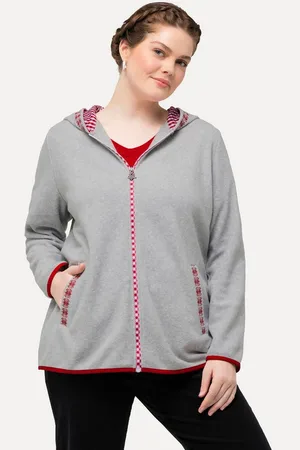 Ulla Popken Sweatjacke Trachten-Fleecejacke Kapuze Zierstickerei Langarm - Verkäufer: Popken Fashion Group