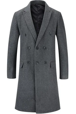 Allthemen Wollmantel Herren Knielang Zweireihig Wollmantel Winter Herrenmantel Slim Fit - Verkäufer:
