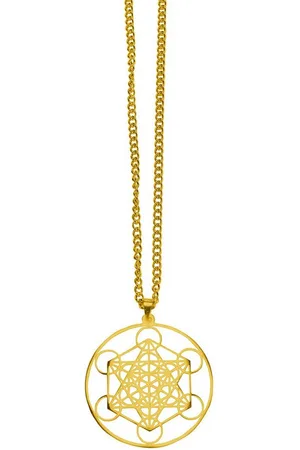 Saraswati Kette mit Anhänger Halskette "Metatron" Edelstahl vergoldet 4cm mit 60cm Edelstahlkette - Verkäufer: Devananda