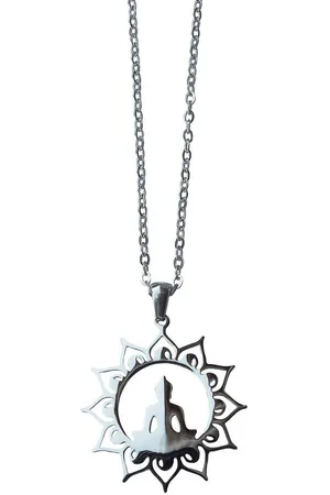 Saraswati Kette mit Anhänger Halskette "Buddha Lotus" Edelstahl 3cm mit 50cm Edelstahlkette - Verkäufer: Devananda