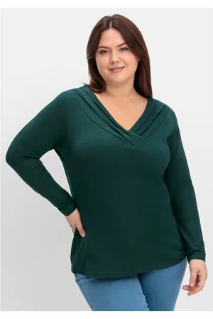 Joe Browns Langarmshirt Große Größen mit Zierfalten am V-Ausschnitt, A-Linie