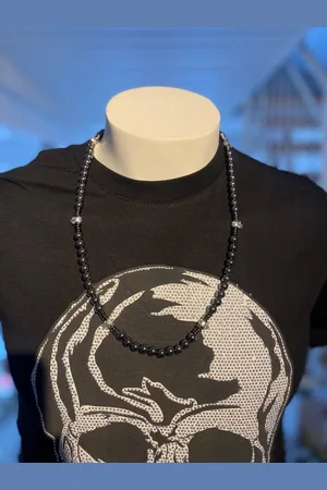 Aaron Bane Perlenkette Hämatit Halskette mit Totenkopf-Perlen (1-tlg), Totenkopf - Verkäufer: Mysale24