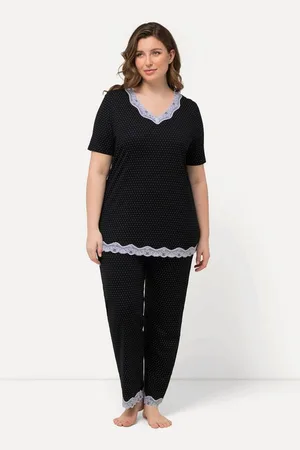 Ulla Popken Pyjama Pyjama Punkte Spitze V-Ausschnitt Halbarm - Verkäufer: Popken Fashion Group