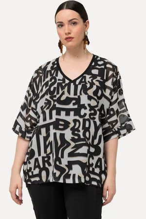 Ulla Popken Tunika Tunika Buchstaben V-Ausschnitt 3/4-Arm doppellagig - Verkäufer: Popken Fashion Group