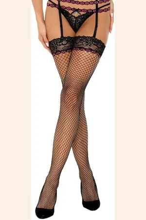 LivCo Corsetti Strapsstrümpfe LC Tamerin fishnet stockings black - (L/XL,S/M) - Verkäufer: Angela Line