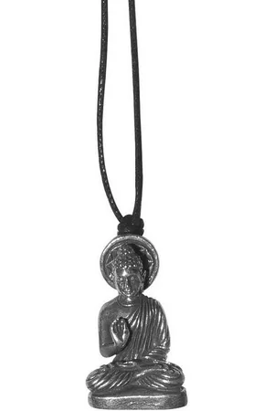 Saraswati Kette mit Anhänger Halskette "Buddha" Messing silberfarben 3cm - Verkäufer: Devananda