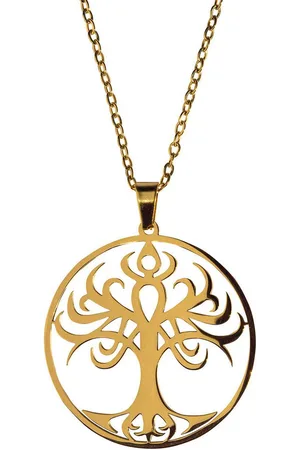 Saraswati Kette mit Anhänger Halskette "Baum des Lebens" Edelstahl vergoldet 3cm mit 50cm Edelstahl - Verkäufer: Devananda