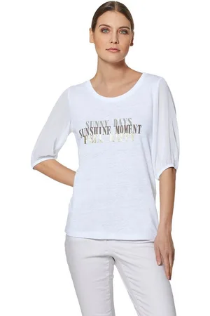 Madeleine Kurzarmshirt Bedrucktes Rundhals-Shirt mit Chiffon-Ärmeln - Verkäufer: Premio Fashion GmbH