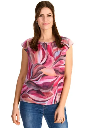 Hermann Lange Mesh-Top mit floralem Muster