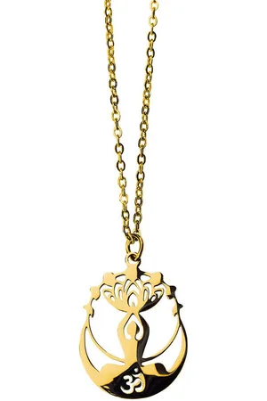 Saraswati Kette mit Anhänger Halskette "Chandra Yogini" Edelstahl vergoldet 3cm mit 50cm Edelstahlk - Verkäufer: Devananda