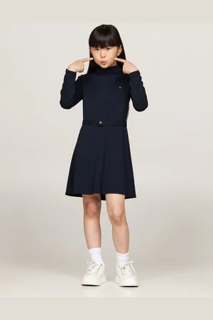 Tommy Hilfiger A-Linien-Kleid BRANDED PUNTO DRESS LS mit Stehkragen