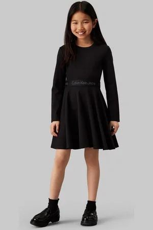 Calvin Klein Midikleid Ls Logo Tape Punto Dress für Kinder bis 16 Jahre und mit Logoschriftzug