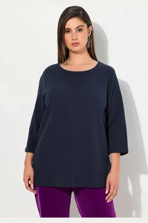 Ulla Popken Sweatshirt Sweatshirt Querrippen Rundhals 3/4-Arm - Verkäufer: Popken Fashion Group