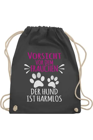 Shirtracer Turnbeutel Vorsicht vor dem Frauchen - Pfotenabdrücke - weiß, Geschenk für Hundebesitzer - Verkäufer: