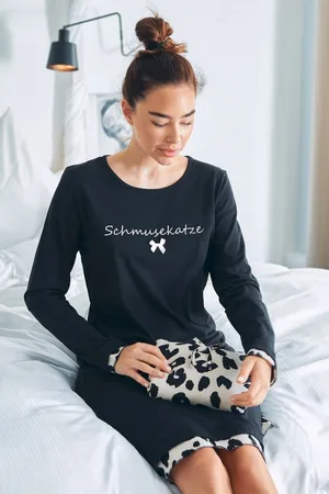 LOUIS & LOUISA Schlafanzug Nachthemd Damen - SCHMUSEKATZE - - Verkäufer: Alpenwahnsinn Tracht & Lifestyle