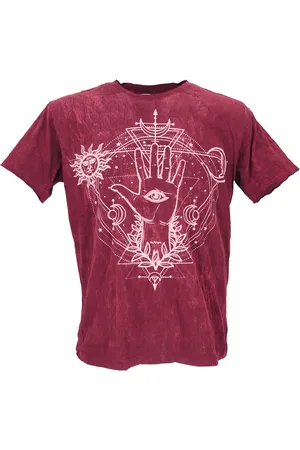 GURU-SHOP T-Shirt Mirror Herren T-Shirt, Yoga Shirt - Hamsa Hand/.. Goa Style, Festival, alternative Bekleidung - Verkäufer: