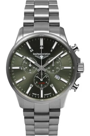Bauhaus Chronograph Aviation 2880M-4, Armbanduhr, Quarzuhr, Herrenuhr, Titan, Saphirglas, Made in Germany