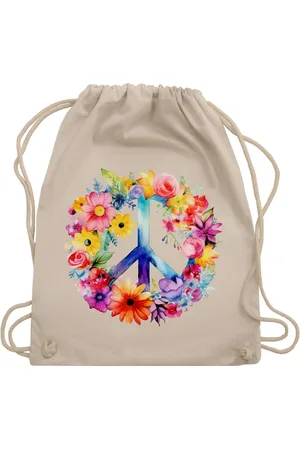 Shirtracer Turnbeutel Peacezeichen I Peace Symbol Hippie I Frieden I 60er I 70er Flower Powe, Statement - Verkäufer: