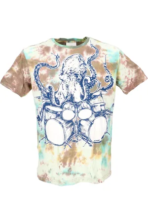 GURU-SHOP T-Shirt Mirror Herren T-Shirt, Yoga Shirt - Oktopus/Batik alternative Bekleidung, Goa Style, Festival - Verkäufer:
