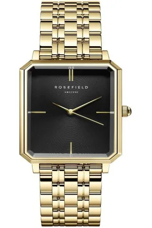 ROSEFIELD Quarzuhr Damenuhr Octagon Schwarz-Gold eckig OBSSG-O47 - Verkäufer: JUWELSTORE.de