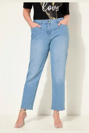 Miamoda Regular-fit-Jeans Jeans weites Bein Zierperlen 5-Pocket - Verkäufer: Popken Fashion Group