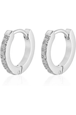Karma Paar Creolen Ohrringe Creolen Kristalle Silber Damenohrringe Kreolen Ohrschmuck (Silberohrringe, Creolenpaar), Silbercreolen Damenschmuck Edelstahl modern 1,3cm - Verkäufer: Sanixa