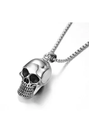 Karma Edelstahlkette Halskette Totenkopf Silber modern Herrenkette Metall Silberkette (Herrenkette, Geschenk für Ihn Männer Herrenschmuck Halsschmuck), Herrenhalskette Skull Metallhalskette 60 cm - Verkäufer: Sanixa