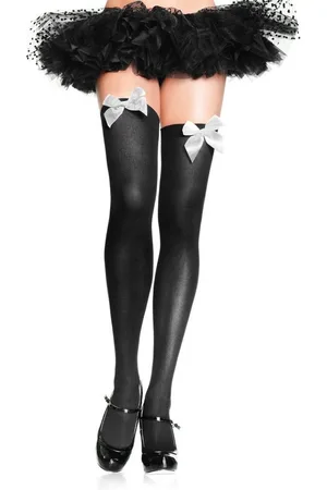 Leg Avenue Overknees Halterlose Strümpfe mit großer Schleife -we Sinnlich verführerisches Accessoire, das Stil und Eleganz vereint - Verkäufer: MASKWORLD