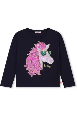 Billieblush Langarmshirt Longsleeve dunkelblau Einhorn Pailletten rosa - Verkäufer: coolkids-store