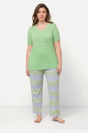 Ulla Popken Pyjama Pyjama Wellenmuster V-Ausschnitt Halbarm - Verkäufer: Popken Fashion Group