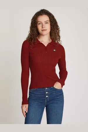 Tommy Hilfiger Strickpullover TJW COLLAR BADGE RIB SWEATER mit Logo-Badge, Rippenoptik