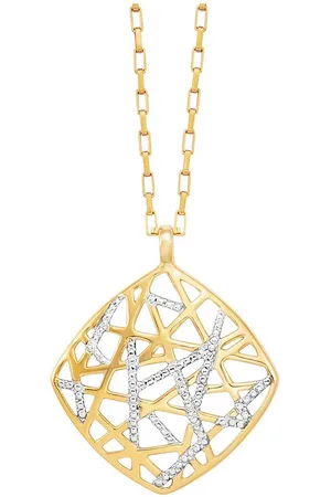 JULIE JULSEN Kette mit Anhänger 925/- Sterling Silber vergoldet teils rhodiniert Viereck