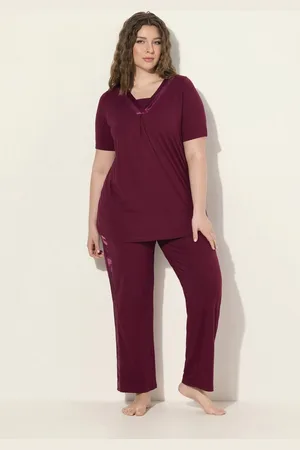 Ulla Popken Pyjama Pyjama Satindetails V-Ausschnitt Halbarm - Verkäufer: Popken Fashion Group