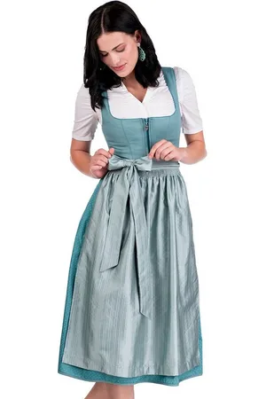 MARJO Dirndl Midi Dirndl 2tlg. - RINGELAI - capriblau - Verkäufer: Alpenwahnsinn Tracht & Lifestyle