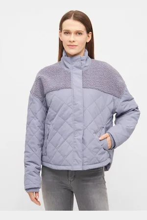 Derbe Fleecejacke Quiltholm gesteppt, Fleece im oberen Anteil, silberne Details