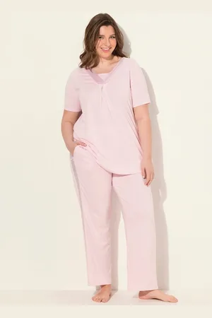 Ulla Popken Pyjama Pyjama Satindetails V-Ausschnitt Halbarm - Verkäufer: Popken Fashion Group